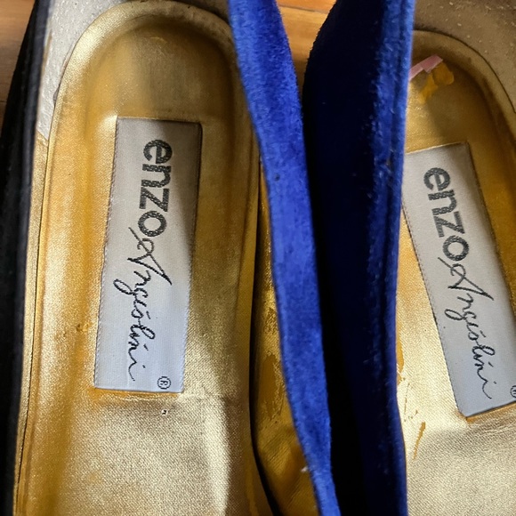VINTAGE Designer ENZO ANGIOLINI Blue Green Suede Slip On Flats, size 8 1/2 - Picture 3 of 4